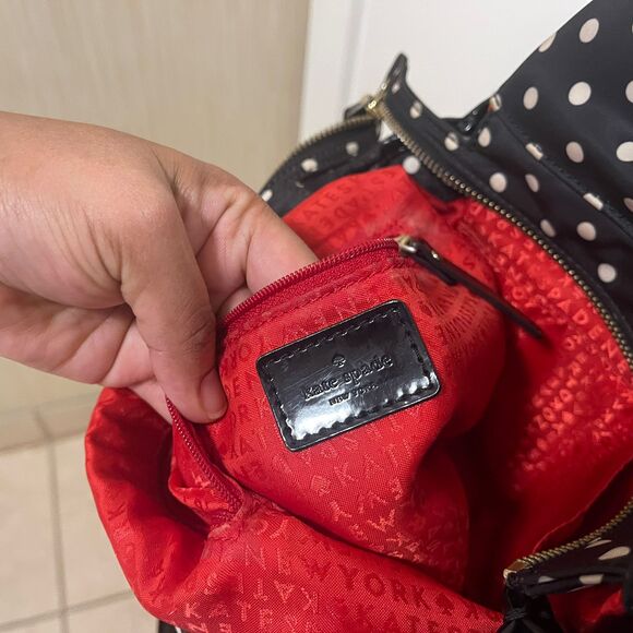 Vintage Kate Spade New York Black Polka Dot Shoulder Tote Bag Purse - Picture 9 of 9